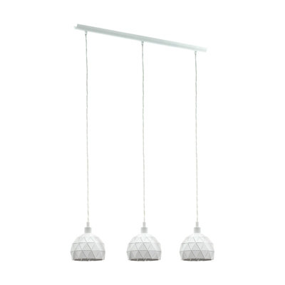 Stylish White Steel Pendant Ceiling Light with Faceted Shade and E14 Bulb Fitting