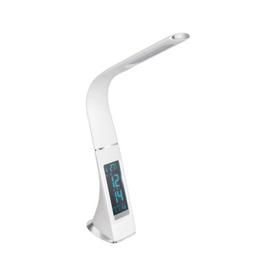 Stylish White Touch Table Lamp with Dimming Clock and LED Bulb