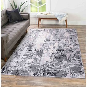 Styra Modern Grunge Abstract Area Rugs Silver 120x170 cm