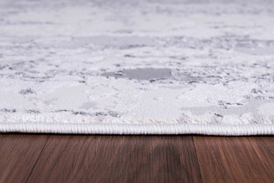Styra Modern Grunge Abstract Area Rugs Silver 60x220 cm