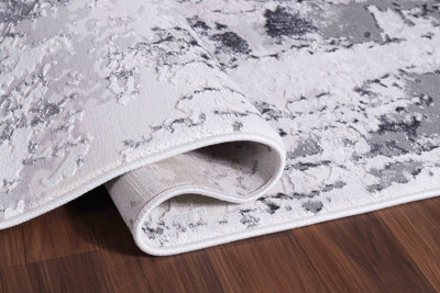 Styra Modern Grunge Abstract Area Rugs Silver 60x220 cm