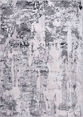 Styra Modern Grunge Abstract Area Rugs Silver 60x220 cm