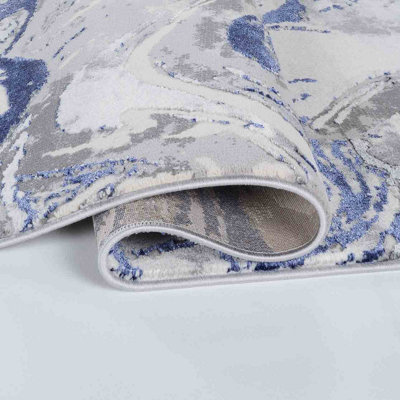 Styra Modern Living Room Rug - Abstract Area Rugs Navy 160x230 cm
