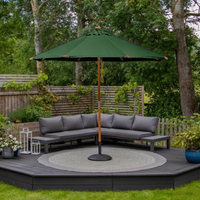 Styx 3m Deluxe Wooden Parasol in Green | DIY at B&Q