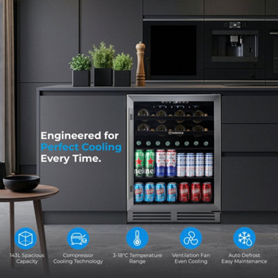 Subcold Integra60 Integrated Drinks & Wine Cooler 143L - Stainless Steel