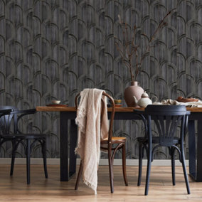 Sublime Modella Wood Black Wallpaper