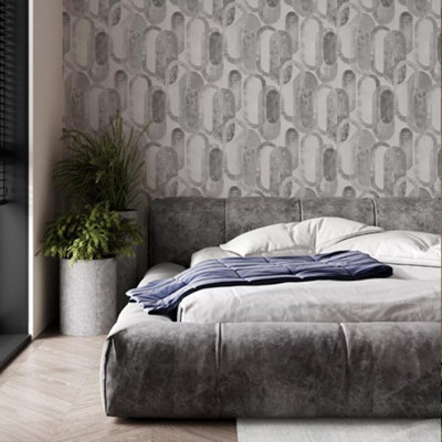 Sublime Oval Shapes Grey Geometric Wallpaper