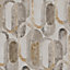 Sublime Oval Shapes Sand Gold/Grey Greometric Wallpaper