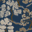 Sublime Trees Dark Blue Gold Trees Wallpaper