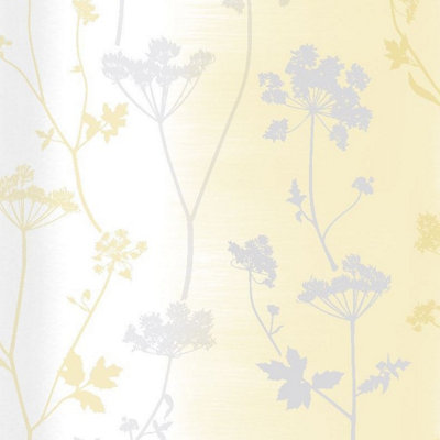 Sublime Yellow/Grey Summertime Floral Wallpaper