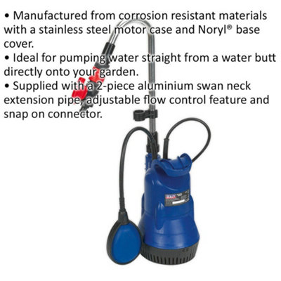 Submersible Water Butt Pump - Aluminium Swan Neck Extension Pipe - 230V Supply