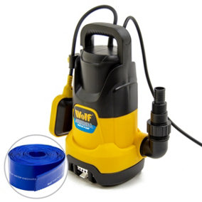 Submersible Water Pump Dirty & Clean Water Wolf 1100w, Float Switch + 10m 1.25" Hose
