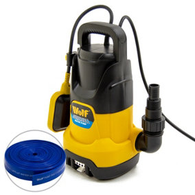 Submersible Water Pump Dirty & Clean Water Wolf 1100w, Float Switch + 10m Hose