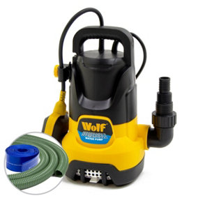 Submersible Water Pump Dirty & Clean Water Wolf 400w + 10m Hose + 5m High Flow Hose