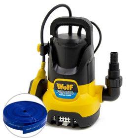 Submersible Water Pump Dirty & Clean Water Wolf 400w, Float Switch + 10m 1.25" Hose