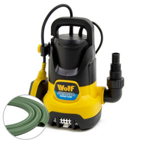 Submersible Water Pump Dirty & Clean Water Wolf 400w, Float Switch + 10m Fast Flow 1.25" Hose