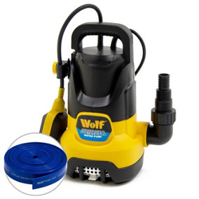 Submersible Water Pump Dirty & Clean Water Wolf 750w, Float Switch + 10m 1.25" Hose