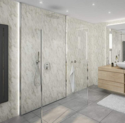 Subtle Grey Marble Shower Panel 1.2m Pack - 2 x 2.6m x 60cm - Floors To Walls Price Comparisons | Compare The Build
