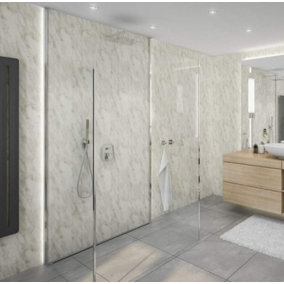 Subtle Grey Marble Shower Panel 1.2m Pack - 2 x 2.6m x 60cm - Floors To Walls