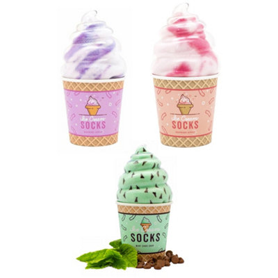 Suck UK Blueberry Rippe, Mint Choc & Raspberry Ripple Ice Cream Socks