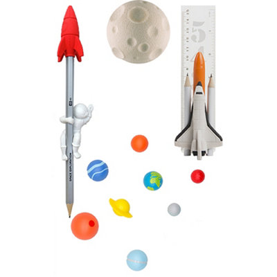 Suck UK Space Stationery Set - Astronomical Desk Accessories for Cosmic Creativity