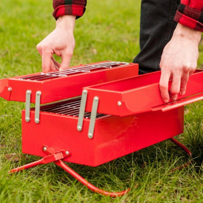 Suck UK Stainless Steel BBQ Grill Tool Box Red