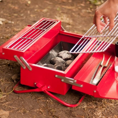 Suck UK Stainless Steel BBQ Grill Tool Box Red - 6