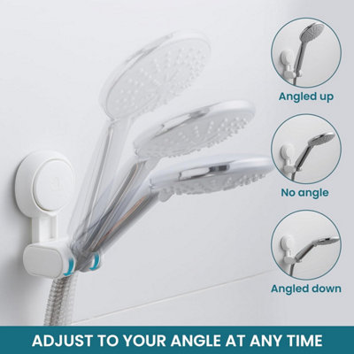 Adjustable Suction Cup Hand Shower Holder – Wall-Mounted Removable Shower Head Bracket With Hook, Fits 0.7-0.9 Inch Hoses, For Glass, Tile & Smooth Surfaces