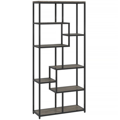 Sudina 7-Tier Metal and Polypropylene Geometric Display Bookcase 80W x ...