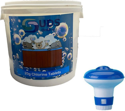 SUDS-ONLINE 5kg Chlorine Tablets 20g Hot Tub Spa Tubs + Dispenser