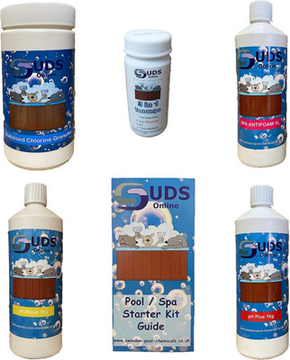 SUDS-ONLINE Large Hot Tub Water Treatment Kit Chemical Starter Kit Spas - Chlorine Granules