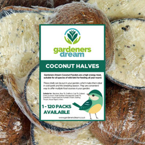 Suet Filled Coconut Halves Wild Bird Food (120 Pack)