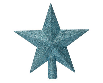 Sugar Blue Christmas Tree Star Topper Glitter Plastic Tree Decoration 20cm