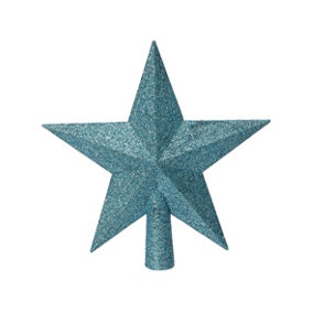 Sugar Blue Christmas Tree Star Topper Glitter Plastic Tree Decoration 20cm