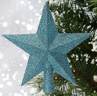 Sugar Blue Christmas Tree Star Topper Glitter Plastic Tree Decoration 20cm - 3
