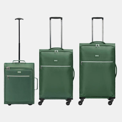 Suitcase Luggage Set of 3 Soft Travel 4 Wheels Trolley Bag Lightweight