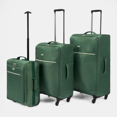 Suitcase Luggage Set of 3 Soft Travel 4 Wheels Trolley Bag Lightweight - 5