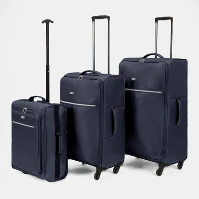 Suitcase Luggage Set of 3 Soft Travel 4 Wheels Trolley Bag Lightweight - 5