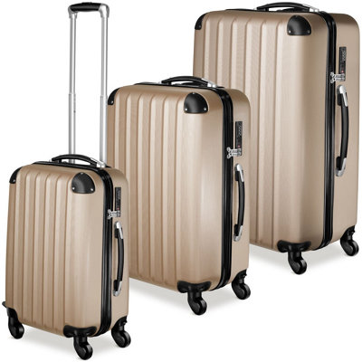Suitcase Set - 3 hard-shell suitcases with telescopic handle, swivel ...