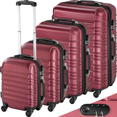 Suitcase set 4-piece lightweight hard shell  -  burgundy