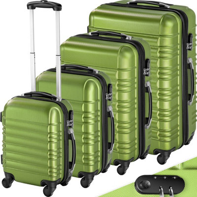 Suitcase set 4-piece lightweight hard shell  -  green