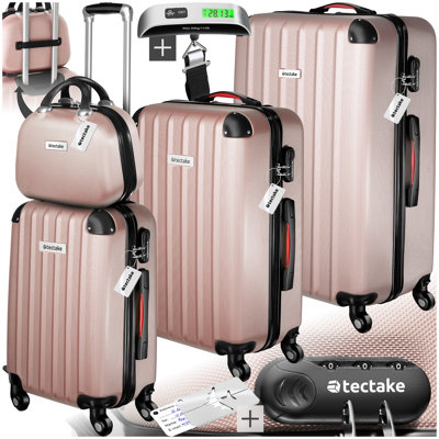 Suitcase Set Cleo 3 suitcases 1 beauty case including luggage scales and tags rose gold