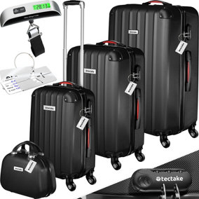 Suitcase Set Cleo - 4 pieces, 3 suitcases, 1 beauty case including luggage scales and tags - black