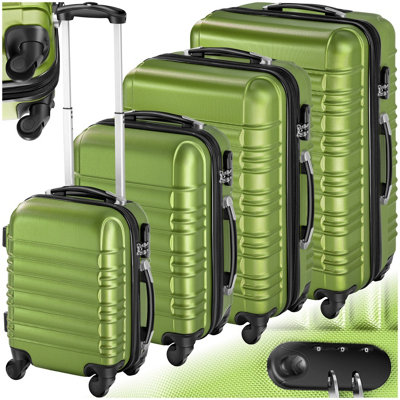 Suitcase Set of 4 ABS Hard Shell Luggage Travel Trolley 4 Wheel Lightweight Telescopic Handle  -  green