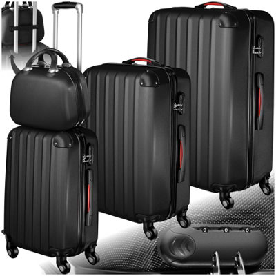 Suitcase Set Pucci 3 suitcases beauty case robust hard shell ABS plastic black