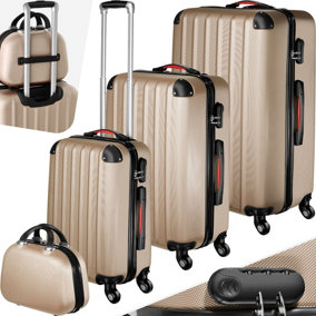 Suitcase Set Pucci - 4 pieces, 3 suitcases and beauty case made of robust, hard-shell ABS plastic - champagne