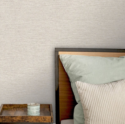 Sumatra Linen-effect Beige Wallpaper