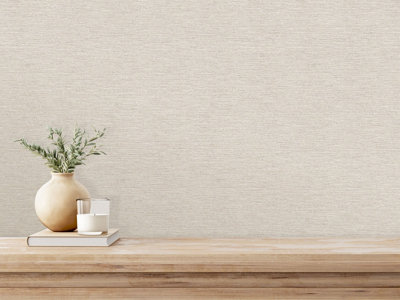 Sumatra Linen-effect Beige Wallpaper