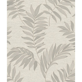 Sumatra Palm Leaf Grey Wallpaper