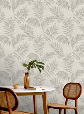 Sumatra Palm Leaf Grey Wallpaper